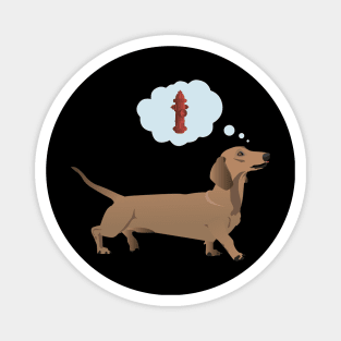 Happy Dachshund Dreaming of Fire Hydrant Magnet